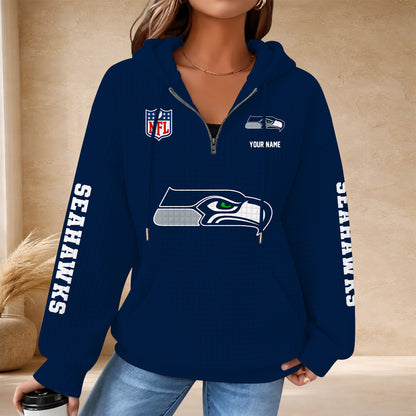 [SPECIAL OFFER] NEW CUSTOMIZED NFL06 SSH THE SEAHAWKS QUARTER ZIP HOODIE