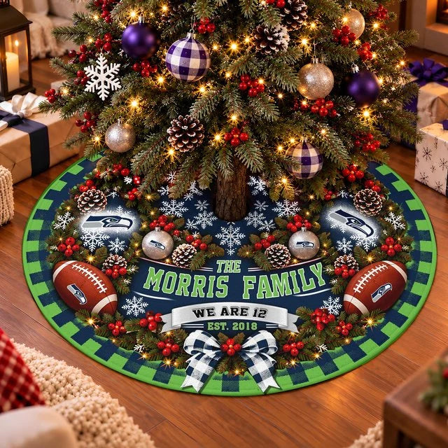 [SPECIAL OFFER] FAMILY NAME & EST. NFL06 SSH THE SEAHAWKS CHRISTMAS TREE SKIRT