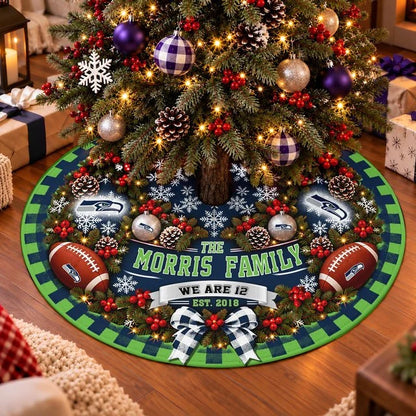 [SPECIAL OFFER] FAMILY NAME & EST. NFL06 SSH THE SEAHAWKS CHRISTMAS TREE SKIRT