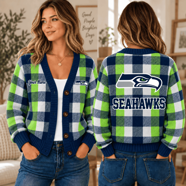 [SPECIAL OFFER] NEW CUSTOMIZED NFL06 SSH SEATTLE SEAHAWKS CARDIGAN