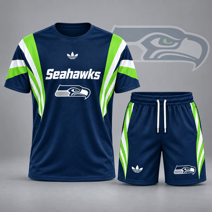 [SPECIAL OFFER] NEW CUSTOMIZED NFL06 SSH SEATTLE SEAHAWKS UNISEX T-SHIRT & SHORTS SET