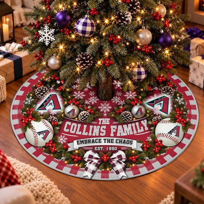 [FLASH SALE] FAMILY NAME & EST. MLB07 ADS THE DIAMONDBACKS CHRISTMAS TREE SKIRT