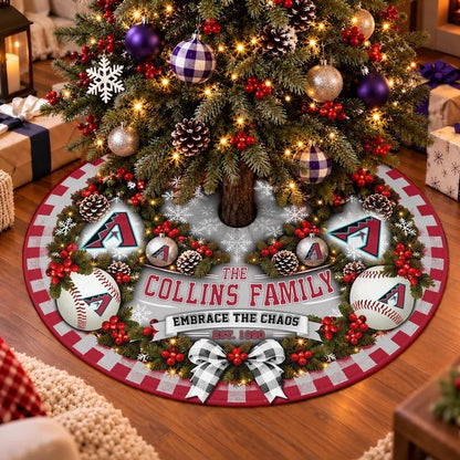 [FLASH SALE] FAMILY NAME & EST. MLB07 ADS THE DIAMONDBACKS CHRISTMAS TREE SKIRT