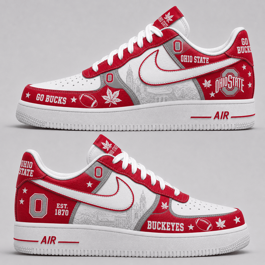 [BIG SALE] PERSONALIZED UNI07 OSB OHIO STATE BUCKEYES AF1 SHOES