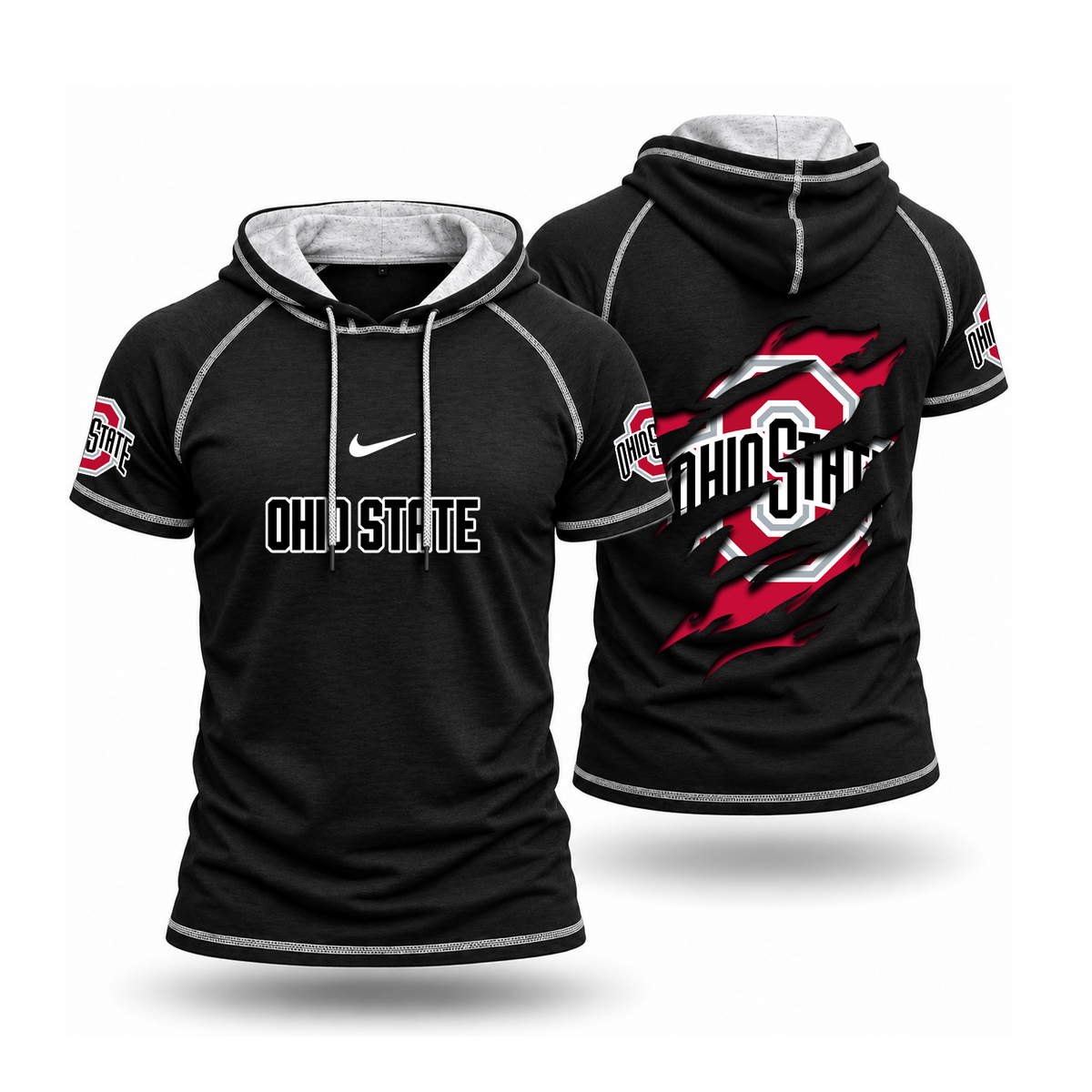 [BIG SALE] PERSONALIZED UNI07 OSB OHIO STATE BUCKEYES SHORT SLEEVE HOODED SHIRT