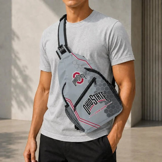 [BIG SALE] PERSONALIZED UNI07 OSB OHIO STATE BUCKEYES SLING BAG
