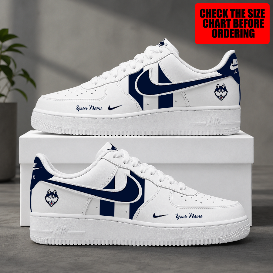 [FAN FAVORITE] NEW CUSTOMIZED NCAA CFH07 UCH UCONN HUSKIES AF1 SHOES