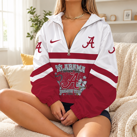 [BIG SALE] PERSONALIZED UNI08 ABC ALABAMA CRIMSON TIDE V-NECK ZIPPER SWEATSHIRT JACKET