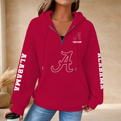 [BIG SALE] PERSONALIZED UNI08 ABC ALABAMA CRIMSON TIDE QUARTER ZIP HOODIE