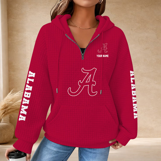 [BIG SALE] PERSONALIZED UNI08 ABC ALABAMA CRIMSON TIDE QUARTER ZIP HOODIE