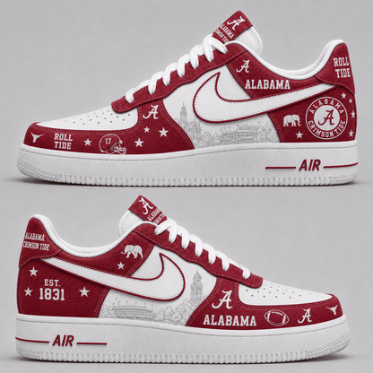 [BIG SALE] PERSONALIZED UNI08 ABC ALABAMA CRIMSON TIDE AF1 SHOES