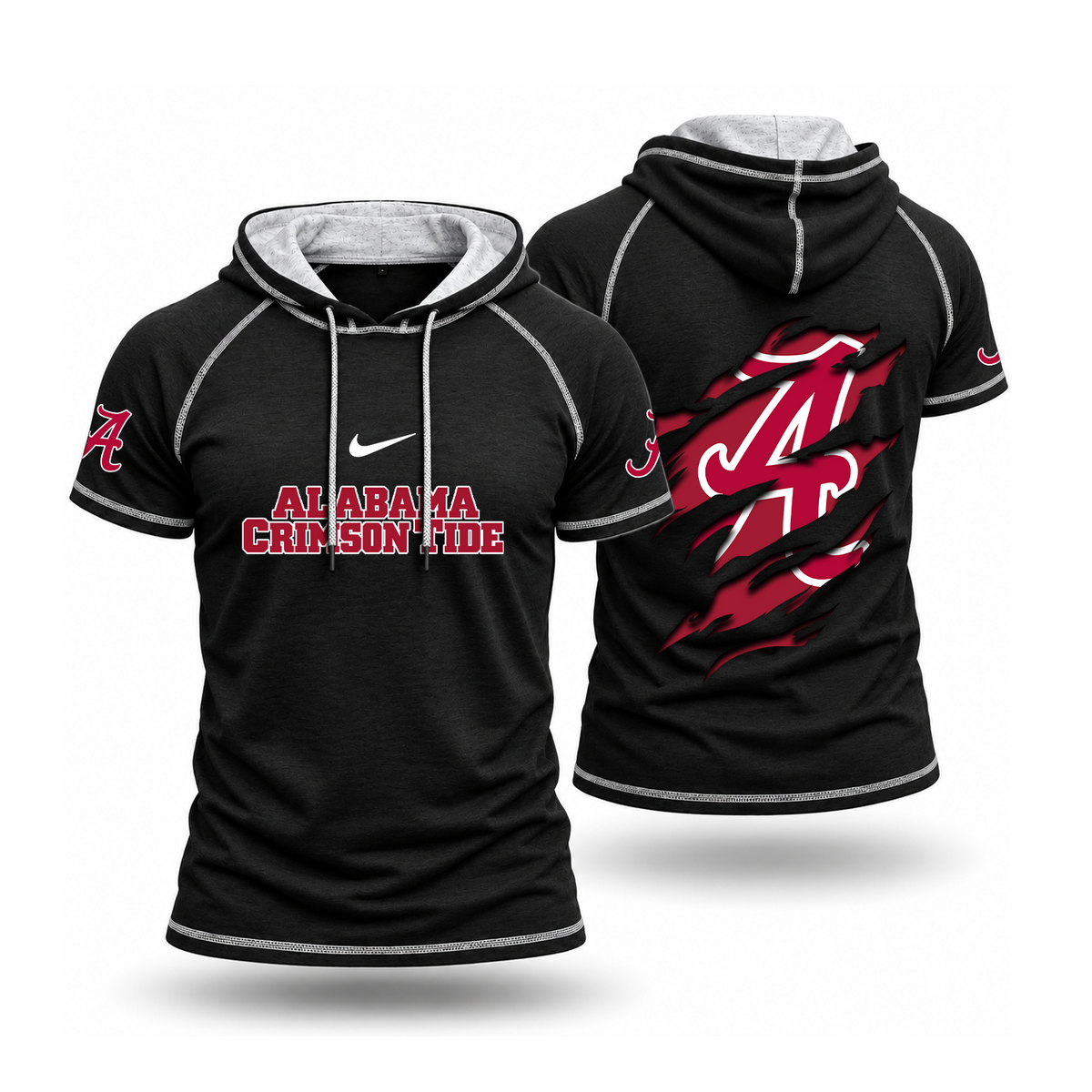 [BIG SALE] PERSONALIZED UNI08 ABC ALABAMA CRIMSON TIDE SHORT SLEEVE HOODED SHIRT