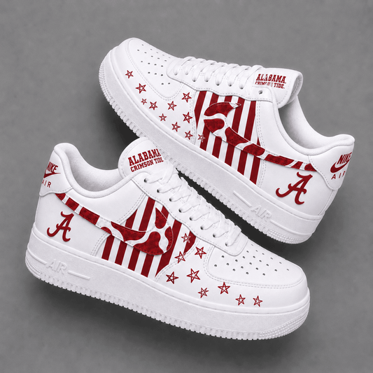 [BIG SALE] PERSONALIZED UNI08 ABC ALABAMA CRIMSON TIDE AF1 SHOES