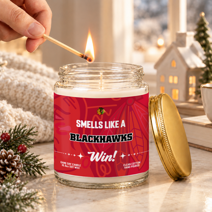 [SUPER SALE] NEW CUSTOMIZED NHL08 CBH THE BLACKHAWKS FROSTED GLASS CANDLE