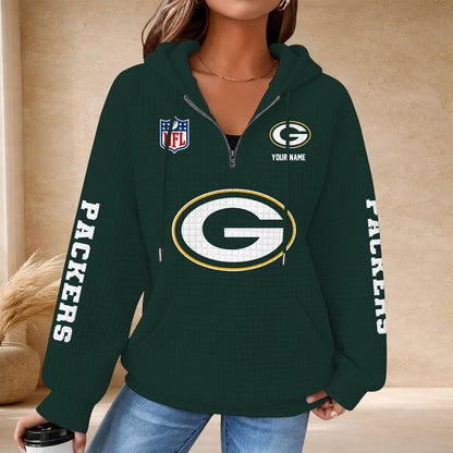 [SPECIAL OFFER] NEW CUSTOMIZED NFL08 GBP THE PACKERS QUARTER ZIP HOODIE
