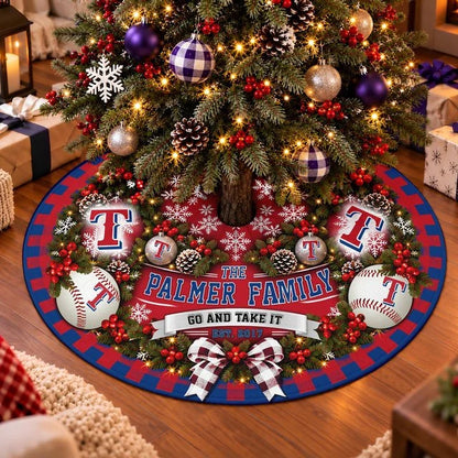 [FLASH SALE] FAMILY NAME & EST. MLB08 TRS THE RANGERS CHRISTMAS TREE SKIRT