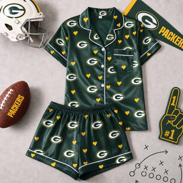 [SPECIAL OFFER] NEW CUSTOMIZED NFL08 GBP GREEN BAY PACKERS SHORT-SLEEVE PAJAMAS SET