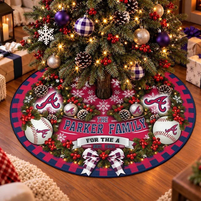 [FLASH SALE] FAMILY NAME & EST. MLB09 ABS THE BRAVES CHRISTMAS TREE SKIRT