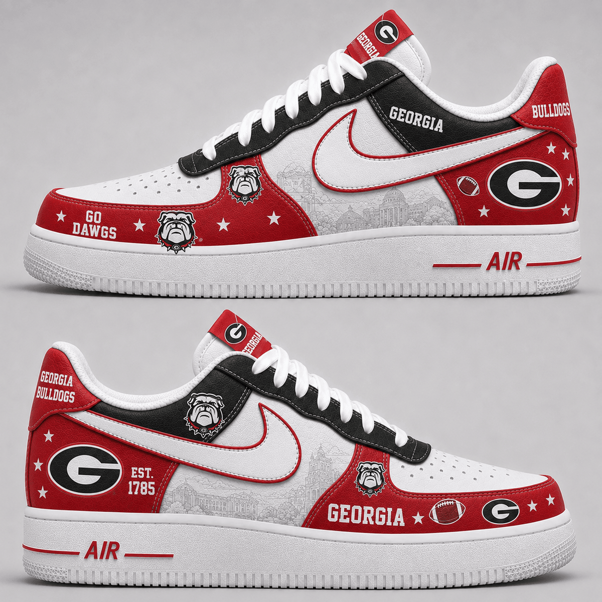 [BIG SALE] PERSONALIZED UNI09 GEB GEORGIA BULLDOGS AF1 SHOES