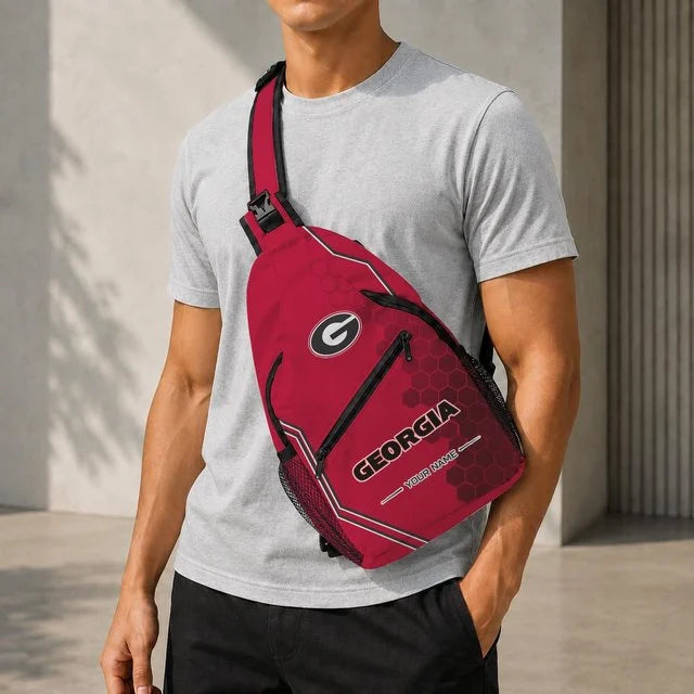 [BIG SALE] PERSONALIZED UNI09 GEB GEORGIA BULLDOGS SLING BAG