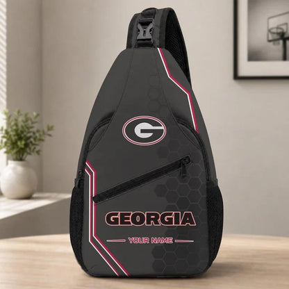 [BIG SALE] PERSONALIZED UNI09 GEB GEORGIA BULLDOGS SLING BAG