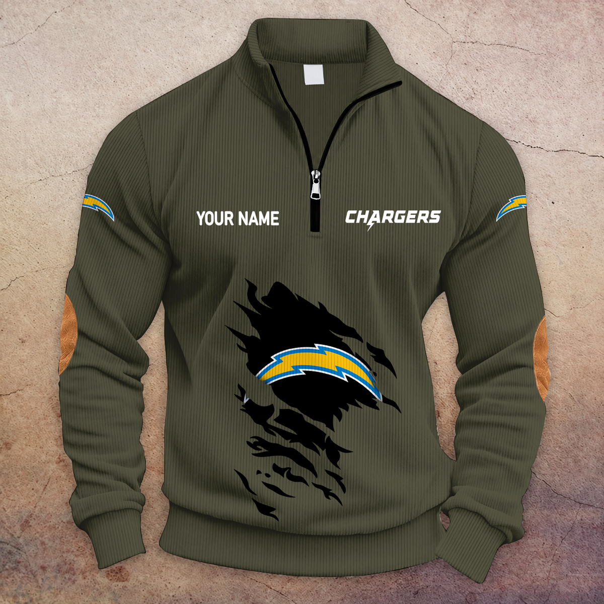 [SPECIAL OFFER] NEW CUSTOMIZED NFL09 LAC LOS ANGELES CHARGERS MULTICOLOR STRIPED QUATER ZIP SWEATSHIRT