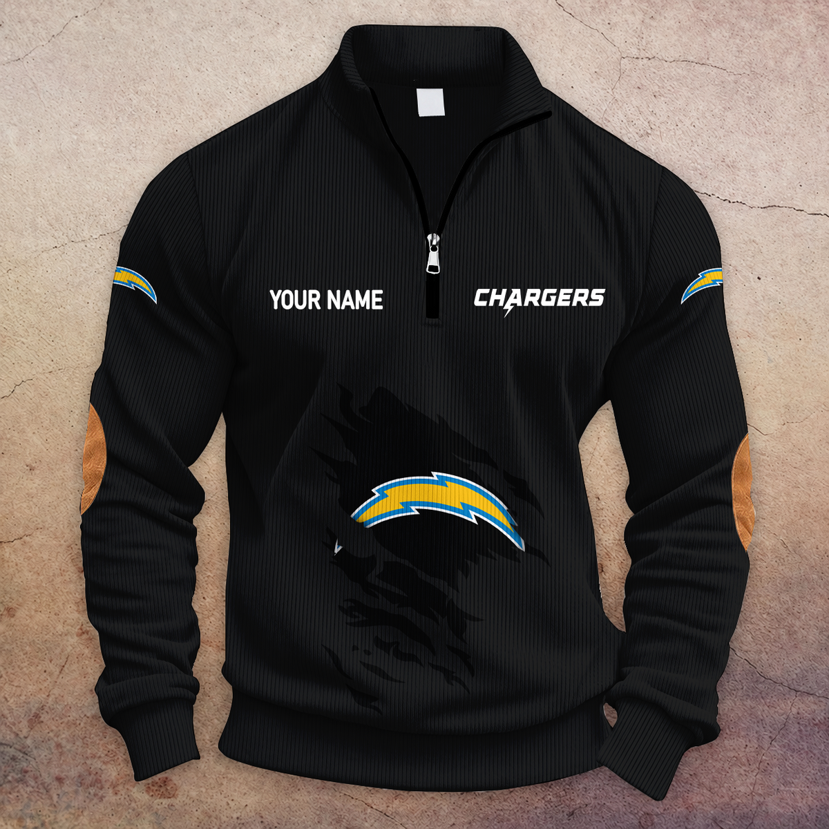[SPECIAL OFFER] NEW CUSTOMIZED NFL09 LAC LOS ANGELES CHARGERS MULTICOLOR STRIPED QUATER ZIP SWEATSHIRT