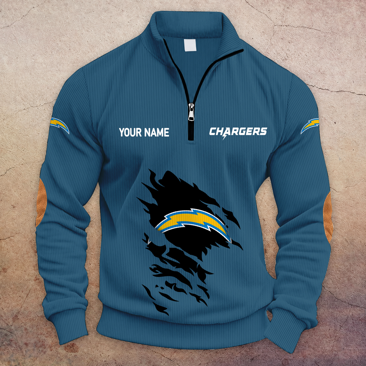 [SPECIAL OFFER] NEW CUSTOMIZED NFL09 LAC LOS ANGELES CHARGERS MULTICOLOR STRIPED QUATER ZIP SWEATSHIRT