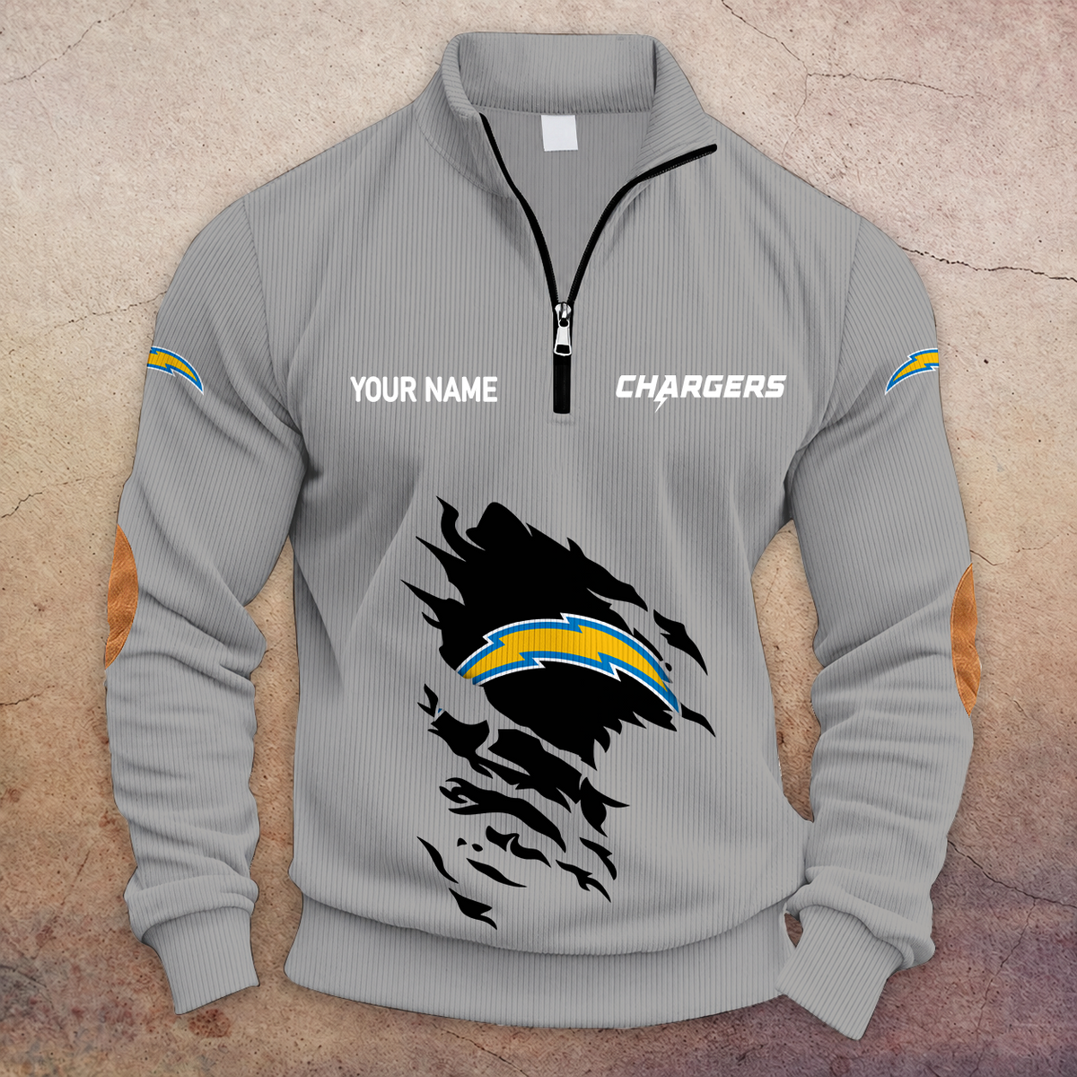 [SPECIAL OFFER] NEW CUSTOMIZED NFL09 LAC LOS ANGELES CHARGERS MULTICOLOR STRIPED QUATER ZIP SWEATSHIRT