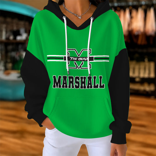 [BIG SALE] PERSONALIZED UNI09 MAR MARSHALL THUNDERING HERD RIBBED HOODIE & SWEATSHIRT