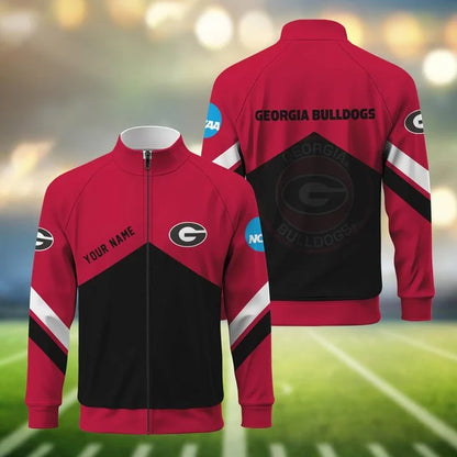 [BIG SALE] PERSONALIZED UNI09 GEB GEORGIA BULLDOGS STAND COLLAR JACKET