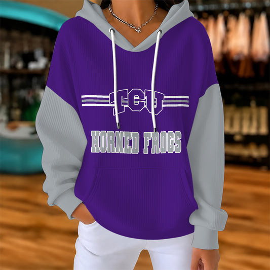 [BIG SALE] PERSONALIZED UNI09 THF TCU HORNED FROGS RIBBED HOODIE & SWEATSHIRT