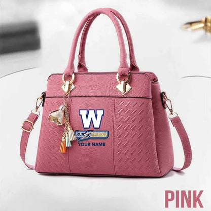[FAN EXCLUSIVE] NEW CUSTOMIZED CFL09 WPG WINNIPEG BLUE BOMBERS MULTICOLOR HANDBAG