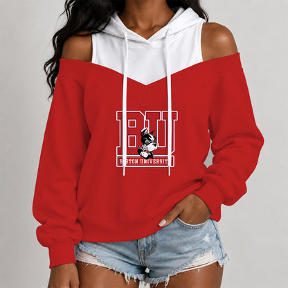 [BIG DEAL] PERSONALIZED UNI10 BUT BOSTON UNIVERSITY TERRIERS WOMEN'S OFF-SHOULDER HOODIE