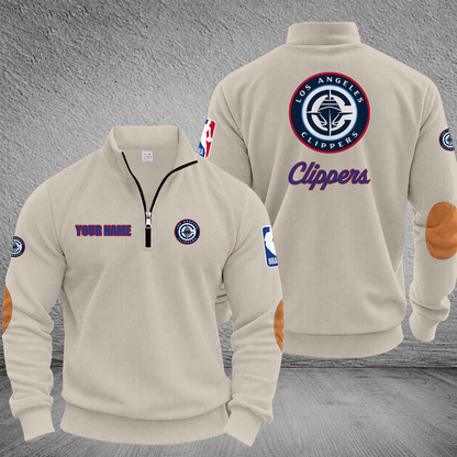 [HOT DEAL] NEW CUSTOMIZED NBA10 LCL LOS ANGELES CLIPPERS MULTICOLOR STRIPED QUATER ZIP SWEATSHIRT