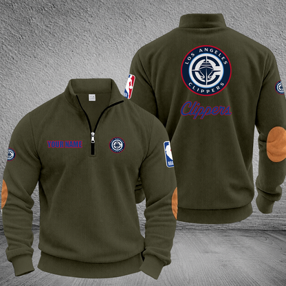 [HOT DEAL] NEW CUSTOMIZED NBA10 LCL LOS ANGELES CLIPPERS MULTICOLOR STRIPED QUATER ZIP SWEATSHIRT