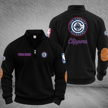 [HOT DEAL] NEW CUSTOMIZED NBA10 LCL LOS ANGELES CLIPPERS MULTICOLOR STRIPED QUATER ZIP SWEATSHIRT