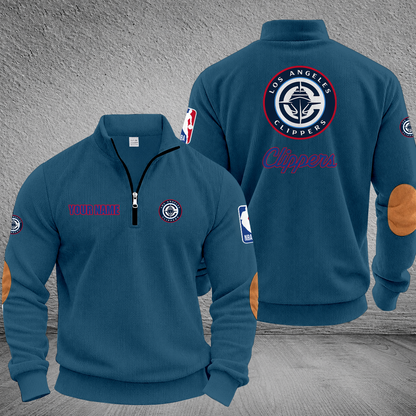 [HOT DEAL] NEW CUSTOMIZED NBA10 LCL LOS ANGELES CLIPPERS MULTICOLOR STRIPED QUATER ZIP SWEATSHIRT