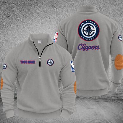 [HOT DEAL] NEW CUSTOMIZED NBA10 LCL LOS ANGELES CLIPPERS MULTICOLOR STRIPED QUATER ZIP SWEATSHIRT