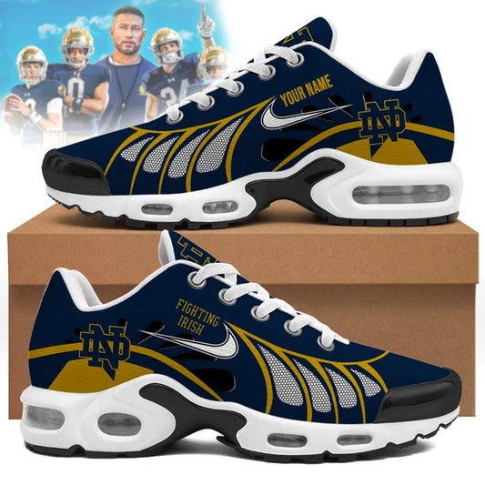 [BIG SALE] PERSONALIZED UNI10 NFI NOTRE DAME FIGHTING IRISH AIR MAX PLUS SNEAKERS