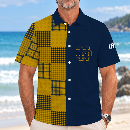 [BIG SALE] PERSONALIZED UNI10 NFI NOTRE DAME FIGHTING IRISH SHORT-SLEEVE HAWAIIAN SHIRT