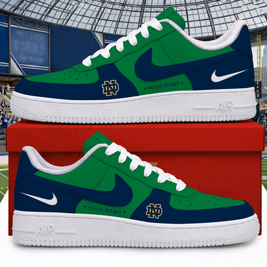 [BIG SALE] PERSONALIZED UNI10 NFI NOTRE DAME FIGHTING IRISH AF1 SHOES