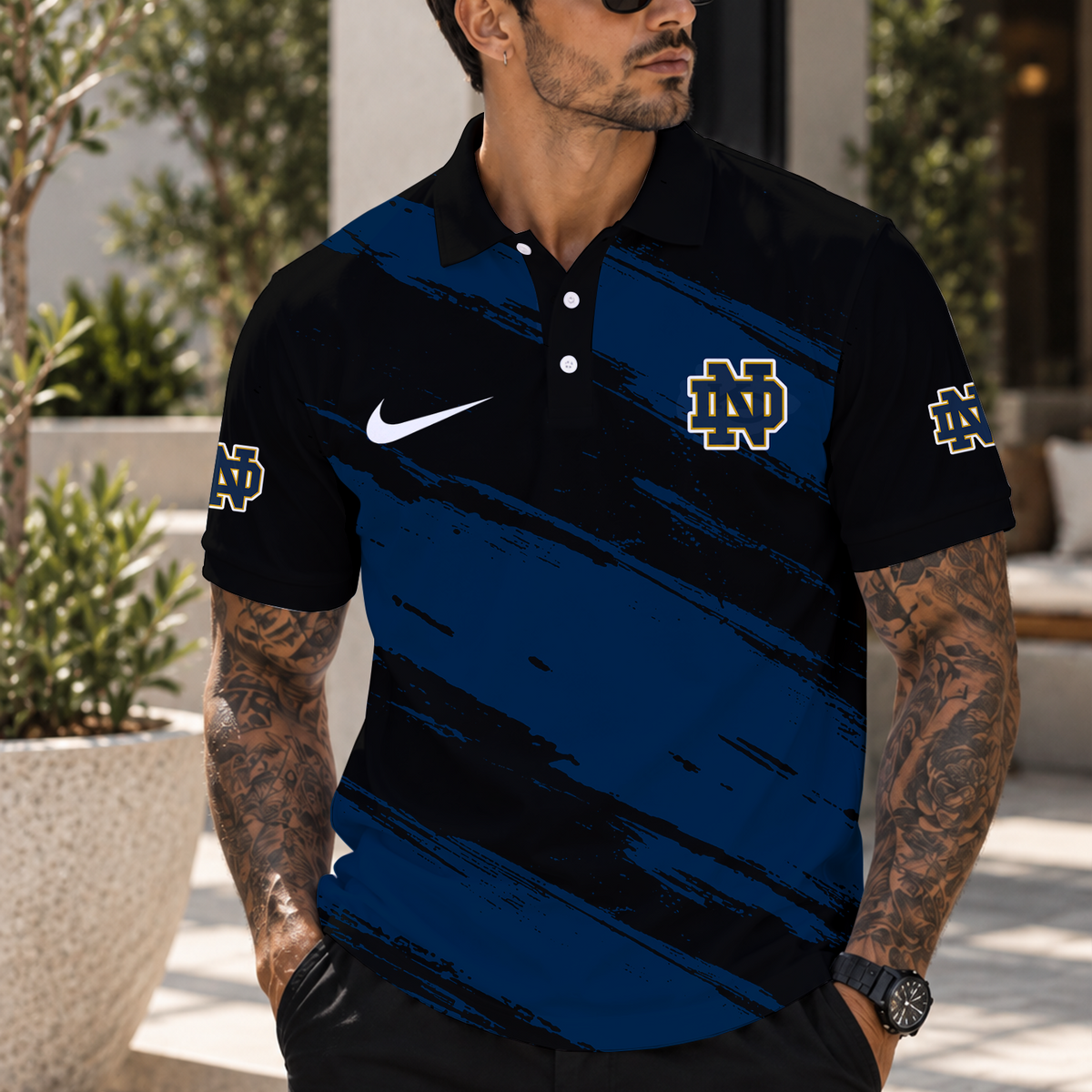 [BIG SALE] PERSONALIZED UNI10 NFI NOTRE DAME FIGHTING IRISH POLO SHIRT