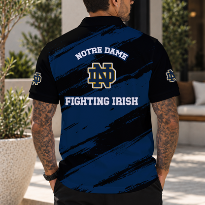 [BIG SALE] PERSONALIZED UNI10 NFI NOTRE DAME FIGHTING IRISH POLO SHIRT