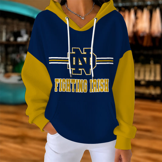 [BIG SALE] PERSONALIZED UNI10 NFI NOTRE DAME FIGHTING IRISH RIBBED HOODIE & SWEATSHIRT
