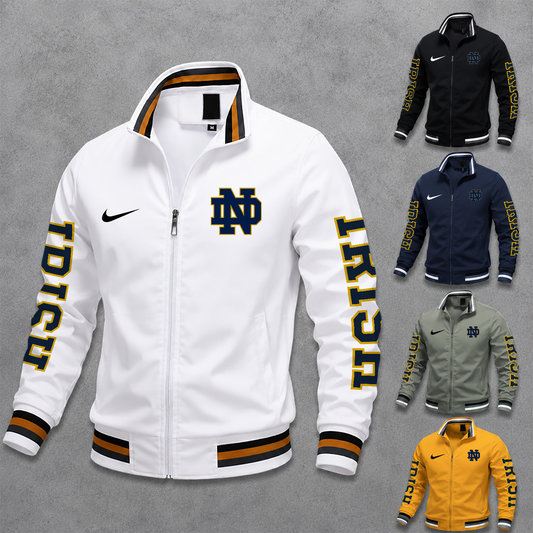 [BIG SALE] PERSONALIZED UNI10 NFI NOTRE DAME FIGHTING IRISH MEN'S CASUAL JACKET