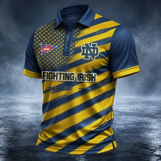 [BIG SALE] PERSONALIZED UNI10 NFI NOTRE DAME FIGHTING IRISH POLO SHIRT