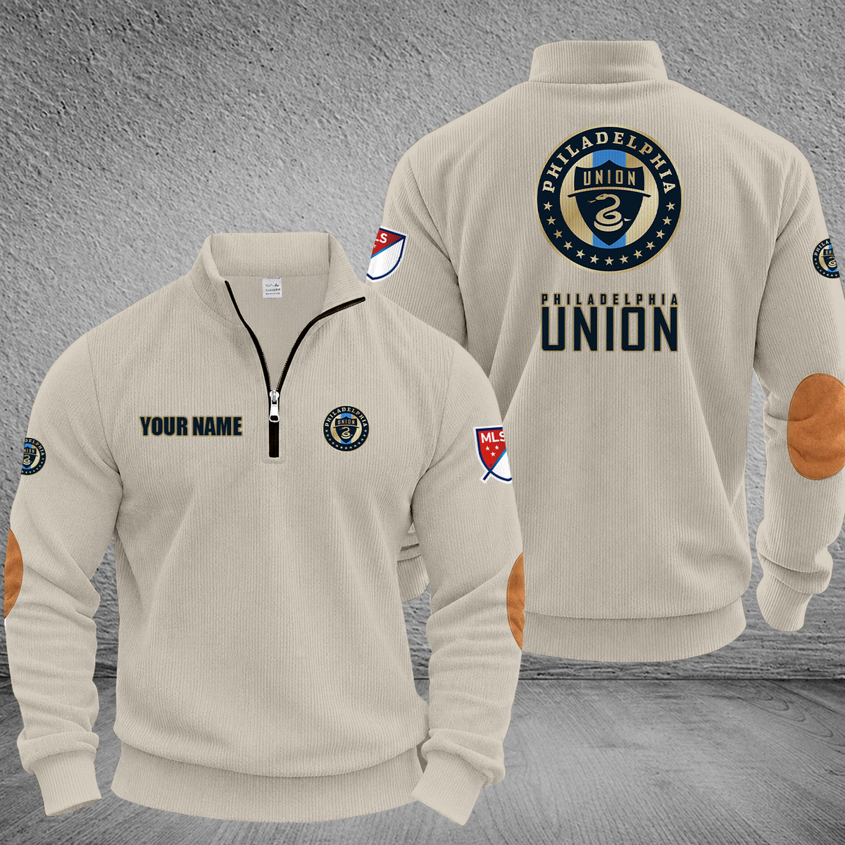 [FAN EXCLUSIVE] NEW CUSTOMIZED MLS10 PPF PHILADELPHIA UNION MULTICOLOR STRIPED QUATER ZIP SWEATSHIRT