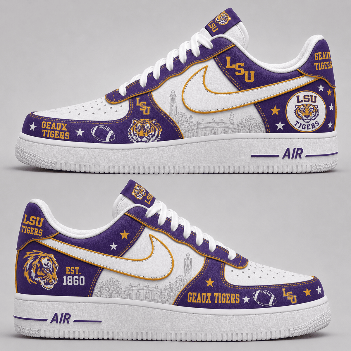 [BIG SALE] PERSONALIZED UNI11 LST LSU TIGERS AF1 SHOES