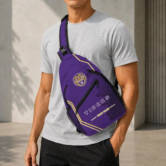 [BIG SALE] PERSONALIZED UNI11 LST LSU TIGERS SLING BAG
